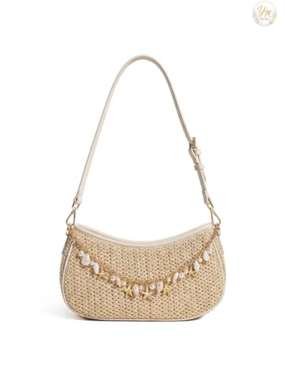 Straw Shoulder Bag for Women Raffia Woven Summer Beach Shell Vacation Purse